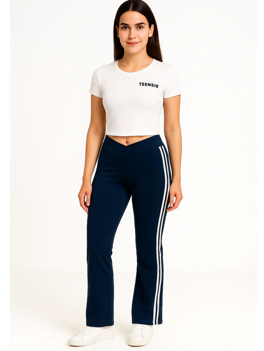 Threadtopaz Comfy Patchwork Bell-Bottoms NAVY