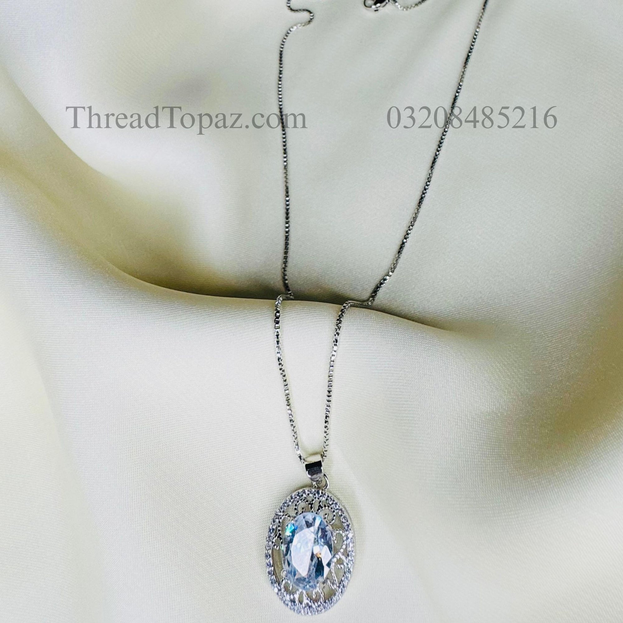Pure Shine White Stone Silver Necklace✨🌟