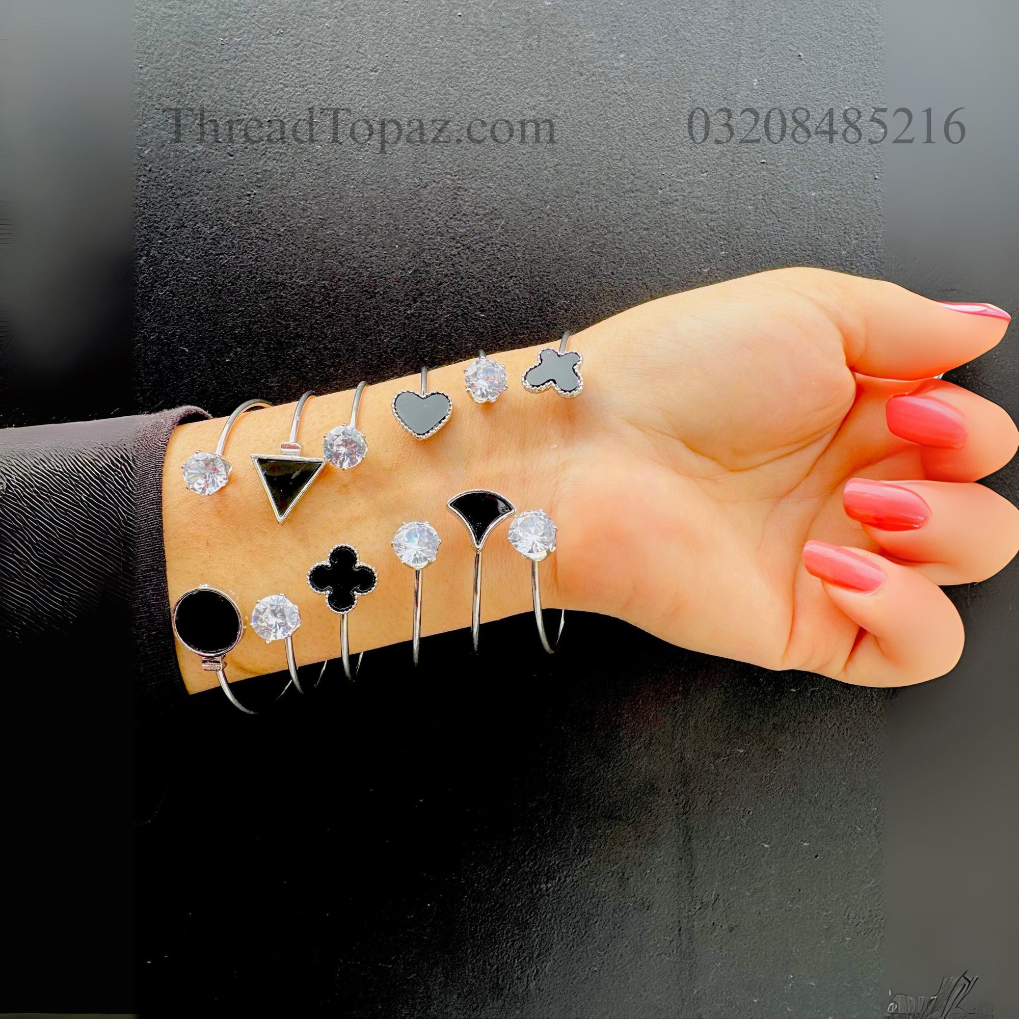 Glam Shape Crystal 6 Bangles Set ✨