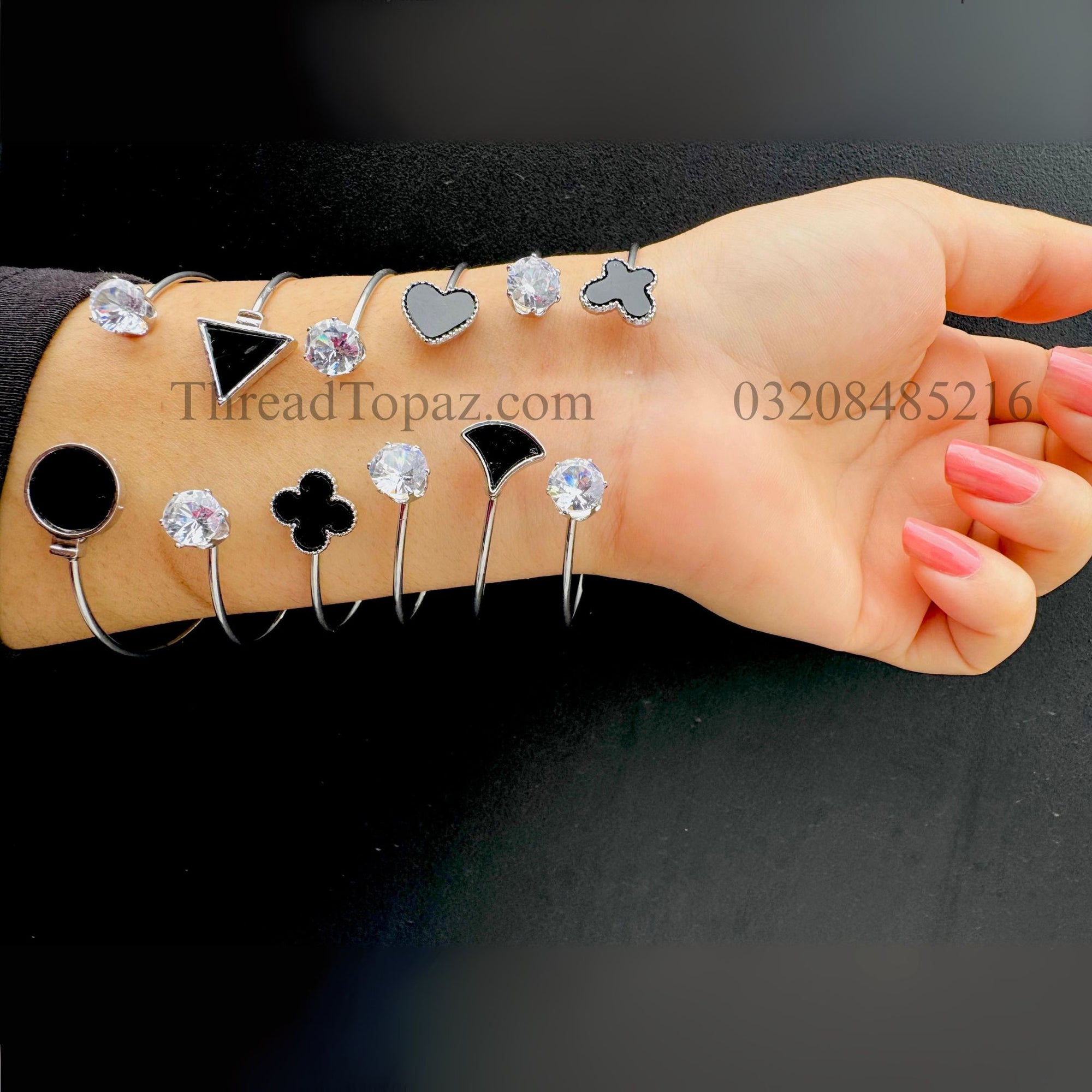 Glam Shape Crystal 6 Bangles Set ✨