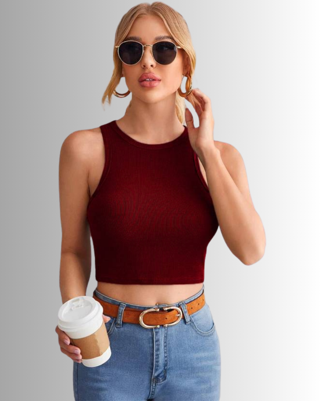 THREADTOPAZ LuxeFlow Sleeveless Tank Maroon