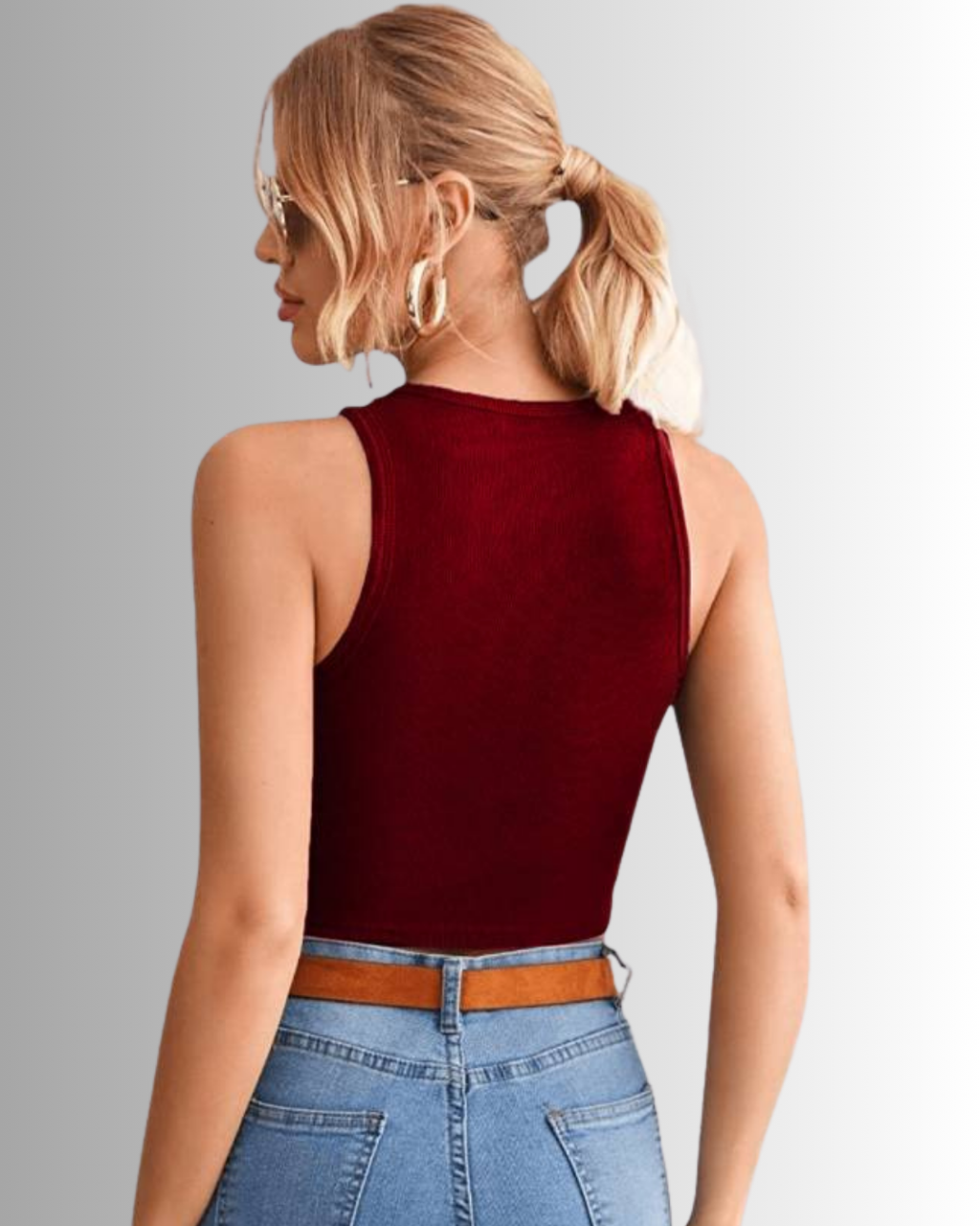 THREADTOPAZ LuxeFlow Sleeveless Tank Maroon
