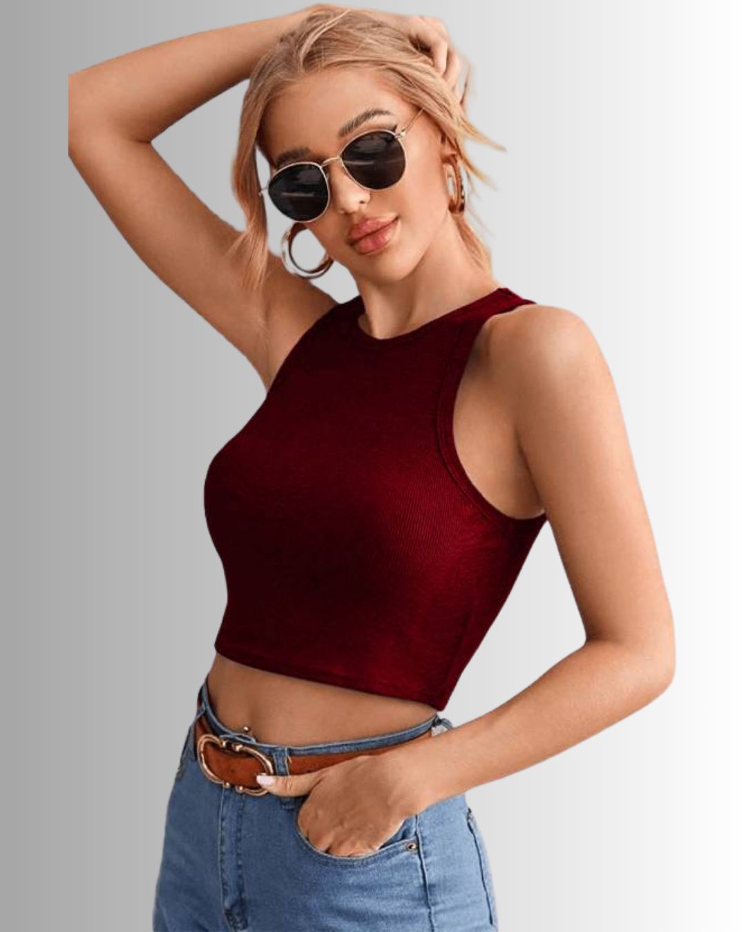THREADTOPAZ LuxeFlow Sleeveless Tank Maroon