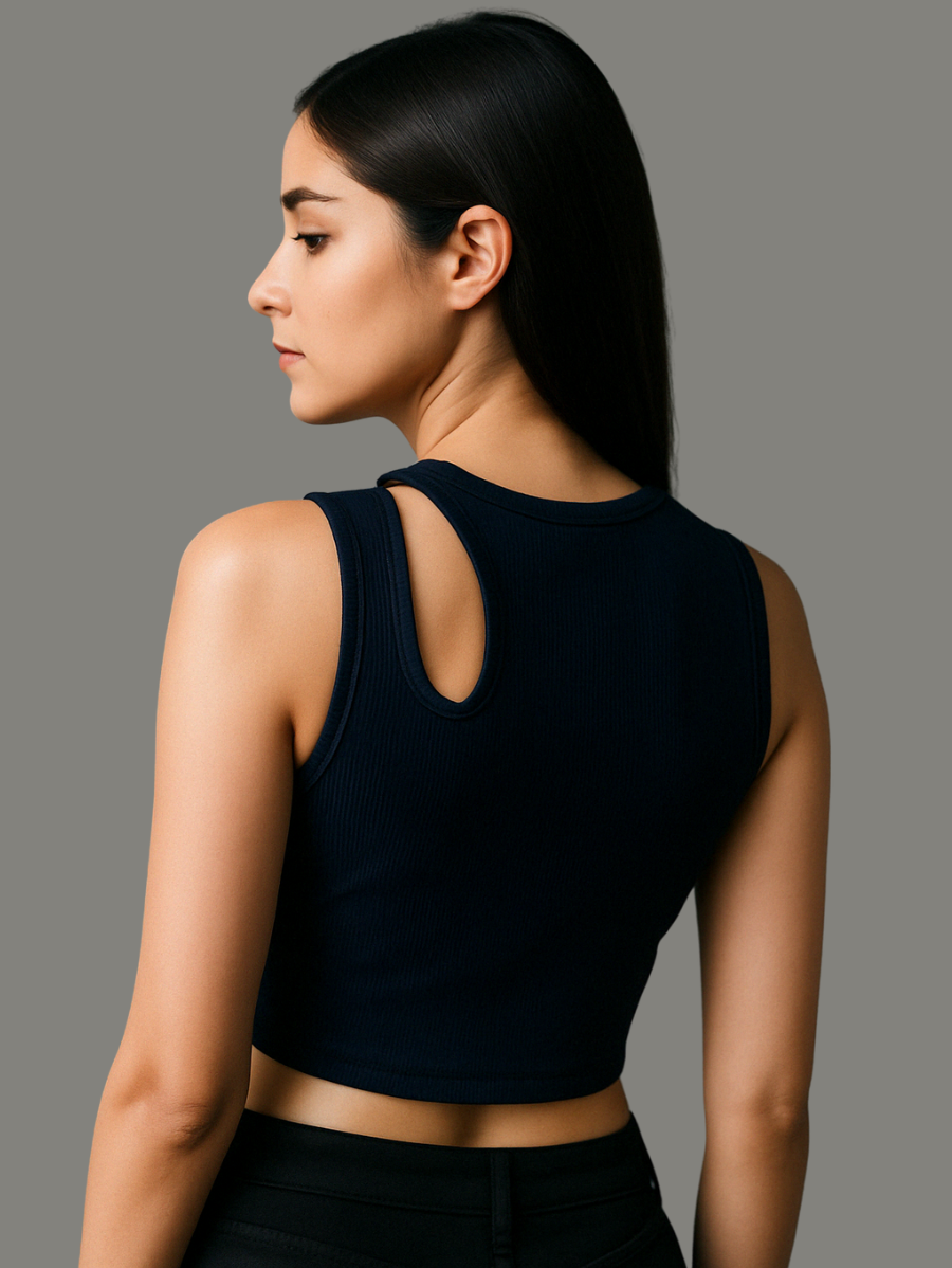 THREADTOPAZ RibCut Crop Top (NAVY)