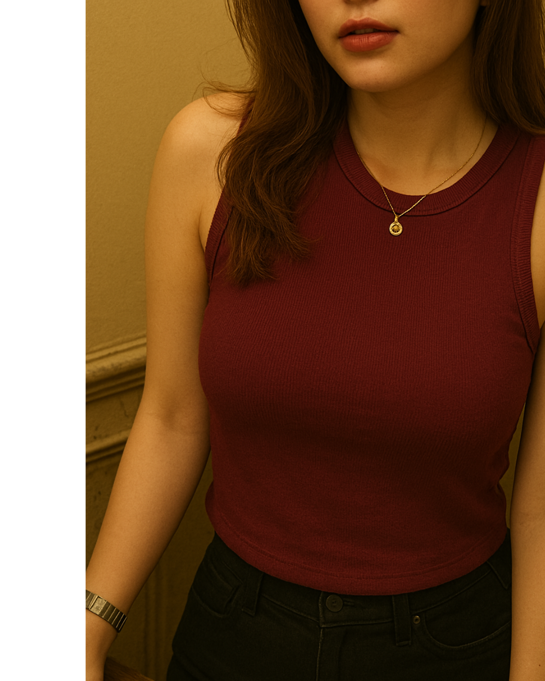 THREADTOPAZ LuxeFlow Sleeveless Tank Maroon